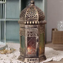 Mum tutucular lüks asılı tealight metal yaratıcı muhteşem fas masası soporte vela ev dekor