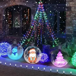 Parti Dekorasyonu 24 inç PVC Şişme Noel Dekorasyonlu Top Light Up Süsler Tatil Bahçesi Çim