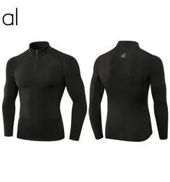 AL-247 Men's Cashmere Fitness Clothes In Autumn And Winter, High-Elastic Tight-Fitting Sports Running Training, Long-Sleeved Warm Collar Sweater