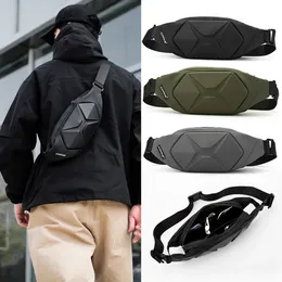 Waterproof Chest Bag for Men Hard Shell AntiTheft Crossbody Portable Shoulder bags waist bag Leather Fanny Pack 240430