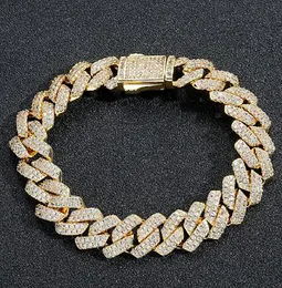 13 mm mrożona kubańska bransoletka Diamentowa Bransoletka 14K Białe złoto Wyleczone biżuteria z cyrkonią 7 cali 9 -calową 9 -calową Mariner Cuban Bracelets