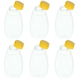 Depolama şişeleri 6 adet sos sıkma kapları şişe bal kavanozu evcil hayvan net reçel plastik ketçap kavanozları