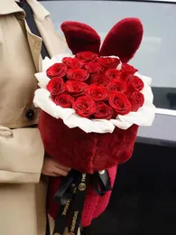Dekorative Blumen Ohren Duft Bouquet Valentinstag Geburtstagsgeschenk für Freundin und Simulation Rosenseifenblume Ewige