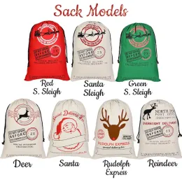 Santa çuvalları monogramlanabilir Noel hediye çantaları Santasack Drawstring Çantası Santaclaus Deer 33 Stokta Toplu Tasarım YW244-WLL 11 LL