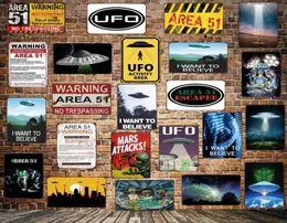 Område 51 Retro Tin Signs Jag vill tro UFO Aliens Metal Sign Wall Plack Poster Anpassad målningsrum Dekor Konststorlek 20x30cm W027215531