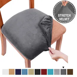 Chair Covers Velvet Seat Cover Pokrowce Na Krzesla Dining Room Stretch Cushion Solid Color Removable Anti Dirt Decoration