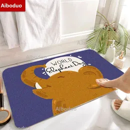 Badmatten Aiboduo Cartoon Elephant Absorbierbar weiche Haushalts-Haushalts-Fußmatte 40x60/50 x 80 cm Süßes Zimmer Badezimmer Set Matten Teppiche Bäder