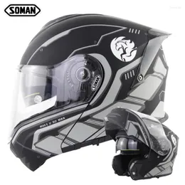 오토바이 헬멧 헬멧 풀 페이스 모터 크로스 그레이 플립 업 캡페 코트 DA Motocicleta Cascos Moto Casque Doublel Len Racing