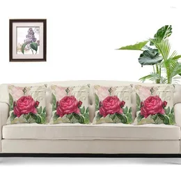 Подушка 2 ПК, винтажный цветочный/цветочный льна декоративным шкафом, домашний диван, роза a b