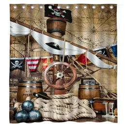 Tende per doccia mappa del tesoro pirata con bandiera di vita salva con shell barca marinaio baby ritratto tende da sfondo di ho me lili