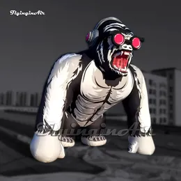 Incrível grande modelo de animal de desenho animado de gorilas infláveis com fone de ouvido para decoração de palco de carnaval