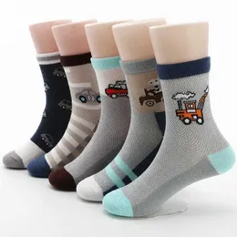 Kids Socks 2024 Spring/Summer Childrens Socks Mesh Breathable Automotive Style Cotton Boys Socks 3-15 Years Childrens Socks 5 Pairs/Batch d240513