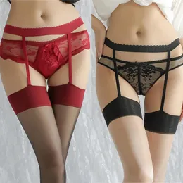 Party Supplies Long Stockings Tube Suspender Silk And Panties With Integrated Opening Lingerie For Women Sexy Underwear Woman
