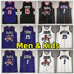 Vince Carter Tracy McGrady Retro Basketball Maglie giovani Raptorses T-Men Purple Vintage Jersey Hardwoods Mesh Classic Adult Children
