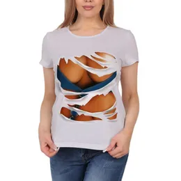 New 3D digital printed women's quick drying T-shirt with personalized pattern short sleeved F51315