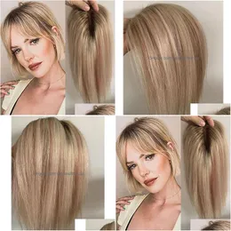 Salon Schleif Topper Remy Hair Toper 120 Dichte natürlicher Haarstück -Clip in Erweiterungen Humanes Toupe für Frauen Ombre Blonde Mix Farben Dr. Dhxvh