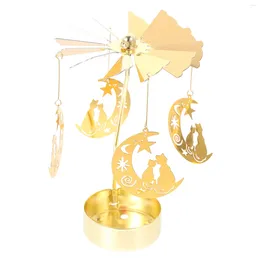 Estatuetas decorativas do suporte giratório da decoração de natal decoração de candelabra de velas fortes de ferro forjado velas criativas de ferro criativo