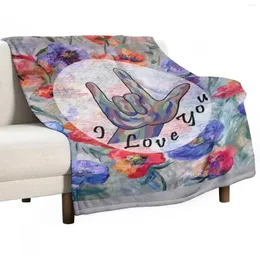 Coperte fiori asl e ti amo lanciare coperta singola decorazione natalizia morbida