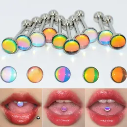 Stainless Steel Tongue Piercing Rings 14G Oil Luminescence Pink Blue Stud Studs Earrings BCR Piercings Body Jewelry Gifts 240429