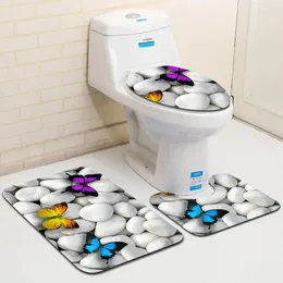 Banyo Paspasları Cloocl 4 Arten Mermer Desen 3pcs Set Badezimmer Slip Slip Swip Sockel Teppich Deckel Wc Abdeckung Kötü Mat Damla