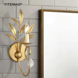 Lampa ścienna Unikalny złoty liść do lustra w łazience światło retro sconce vintage lampy sypialni sypialnia