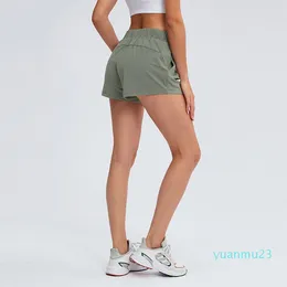 2024 LL Lemons Womens Yoga Shorts Enpinine Disual Dressable Drawcord تشغيل سراويل قصيرة للسيدات الرياضة ألوان صلبة الفتيات 2310