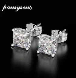 Charm Pansysen Classic 6mm 7mm 8mm Square Made Moissanite Wedding Commitment Study Earrings for Women 925 Sier Fine Jewelry Gifts3677275