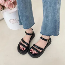 Sandals Summer Women's Luxury Leather Fashion Square Toe Open Strap Comfortable Block Heel Platform Sandalen