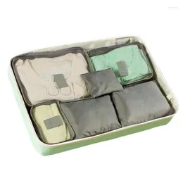 Aufbewahrungstaschen 6pcs Reisetasche Set für Kleidung auf ordentlicher Organizer Garderobe Koffer Beutel Hülle Schuhe Würfel 0259