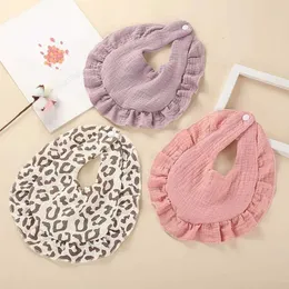 Bibs Burp Cloths Ins Hot Baby bib Kawaii newborn girl cotton plain weave Saliva towel flower cherry leopard lace baby accessories childrens products d240513