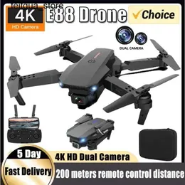 Drones New E88 Pro RC Drone 4K Professional with 1080P Wide Angle Dual HD Foldable Camera RC Helicopter WIFI FPV Height Maintaining Apron Sales S24513