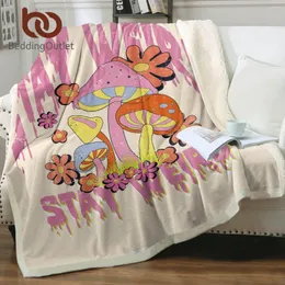 Coperte da letto lettiera lettera colorata selvaggia wild fungo sherpa pile microfibra coperta super morbido caloroso per bambini decorazioni per la camera da letto regalo