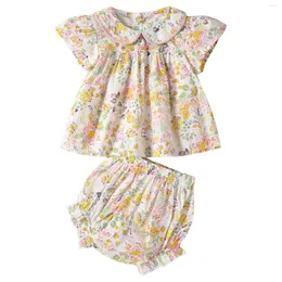 Kleidung Sets Säuglingsmädchen Kurzarm Blumendrucke Tops Shorts zweiteilige Outfits Set für Kinder Kleidung Baby Girt Girts