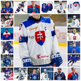 Vin Simon Nemec Hockey Jersey Custom Vintage Slovak Extraliga HK HokeJovy Klub Nitra Jersey 2021 IIHF World Championship Jerseys 2021 hlink