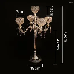 Candele per candele alti 76 cm Cangoleta di candelabra a 5 bracci decorazione per supporto in cristallo 2 pezzi/lotto Europa