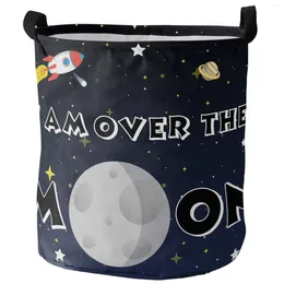 Bolsas de lavanderia Space Universe Rocket Spaceship Planet Planet cesto dobrável Cesta de grande capacidade Organizador à prova d'água Bolsa de armazenamento de brinquedos infantis