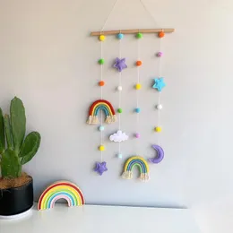 Dekorativa figurer Rainbow Wall Hanging Decor Hair Bows förvaringsbälte för flickor Klipp Barrette Hårband Arrangör Strip Holder Ornament
