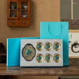 Tea Tabletts kreative Retro Emaille Teapot Business Geschenkgeschenk Zinklegungsschale Set Gongfu Zeremonie Accessoires Cup