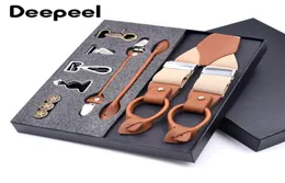 Deepeel 1Set 35x125cm Business Men Suschers Multiset Suit 36 ​​Clips DIY äkta läderrem för gåva1553573