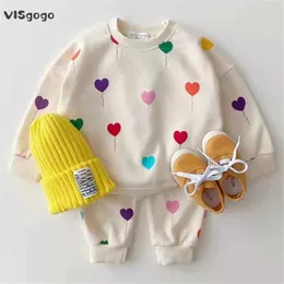 Set di abbigliamento Visgogo Baby Spring e Autunno Abbigliamento NAMBINI RAGAZZI AMA PRINT ALLE SPEGINI COREANA PATTERE COMPLETS CHE SUDEDOUTTERLA SUDETLEL2405