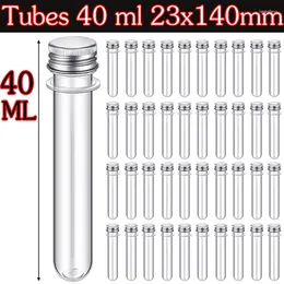 60pcs Science Party Test Tubes 40 ml 23x140mm Chegado de plástico transparente Candy para frascos de sal de banho