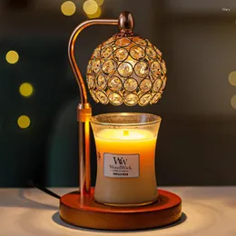 Kerzenhalter Europäischer Stil Elektrischer Wachs Schmelzenlampe Intelligente Vintage Holz Kerzenhalter Metal Porta Candele House Dekoration AH50CH