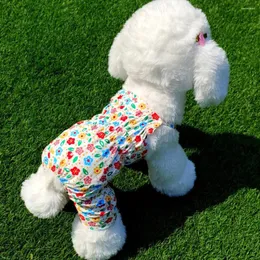 Dog Apparel Summer Floral Pajamas For Suspenders Puppy Clothes Small Cotton Thin Mosquito Bloomers Pants Suit Kitten Pet