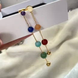 Luxo Loewbrand Tassel Designer Brincos Mulheres Gold Vintage Arete Oorbellen Brincos Apis Lazuli Merda colorida colorida pedra gemira Ear anéis de orelha assimétricos Anéis