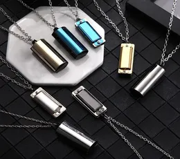 Hänge halsband koreanska mini harmonica halsband vintage par rostfritt stål smycken tillbehör hip hop emo gåva för pojkar och 6497133