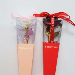 Dekorative Blumen 24k Gold Valentinstag Rose kreative Geschenke für Frau Ehe Mutter San Valentin Forever Liebhaber Präsentieren Rosen mit Geschenkbox