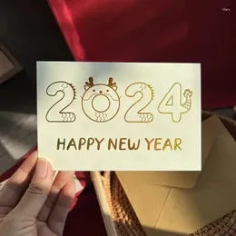 Embrulho de presente 2024 cartões de felicitações felizes kraft papel envelopes de natal de natal