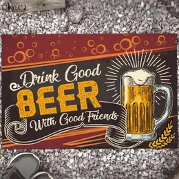 カーペットHX面白いウェルカムラグ3Dグラフィックビールは私たちが友達と一緒に飲むものですドアマットフランネル
