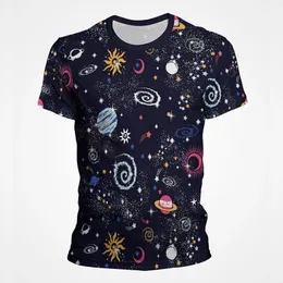 Космическая космическая туманность Sun Star Moon Tshirt Top Top Summer Summer -рукав с короткими рукавами 240422