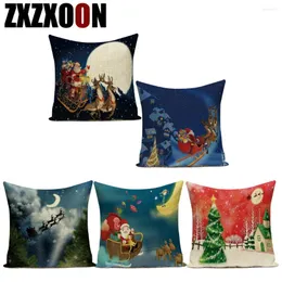 Pillow Decorative Throw Pillows Case Polyester Santa Claus Giving Gifts Cover For Sofa Home Living Room Decoration